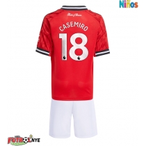 Camiseta Manchester United Casemiro #18 Primera Equipación para niños 2025-26 manga corta (+ pantalones cortos)